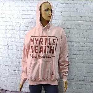 Women's Tsunami surf shop Large pink "Myrtle Beach" hooded Sweatshirt